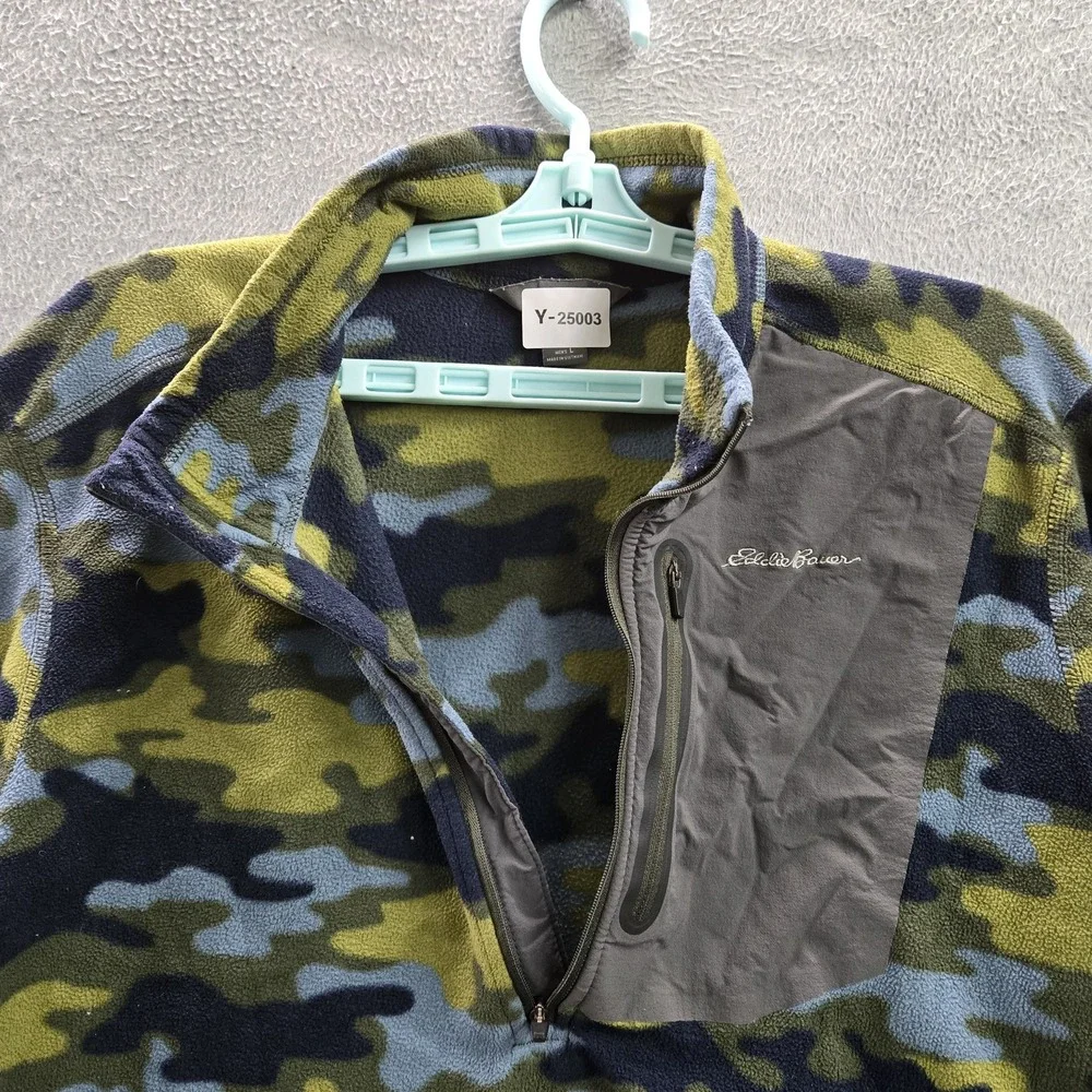 Eddie Bauer‎ Men Sweatshirt L Green Ascent Nylon Camouflage Fleece Gorpcore